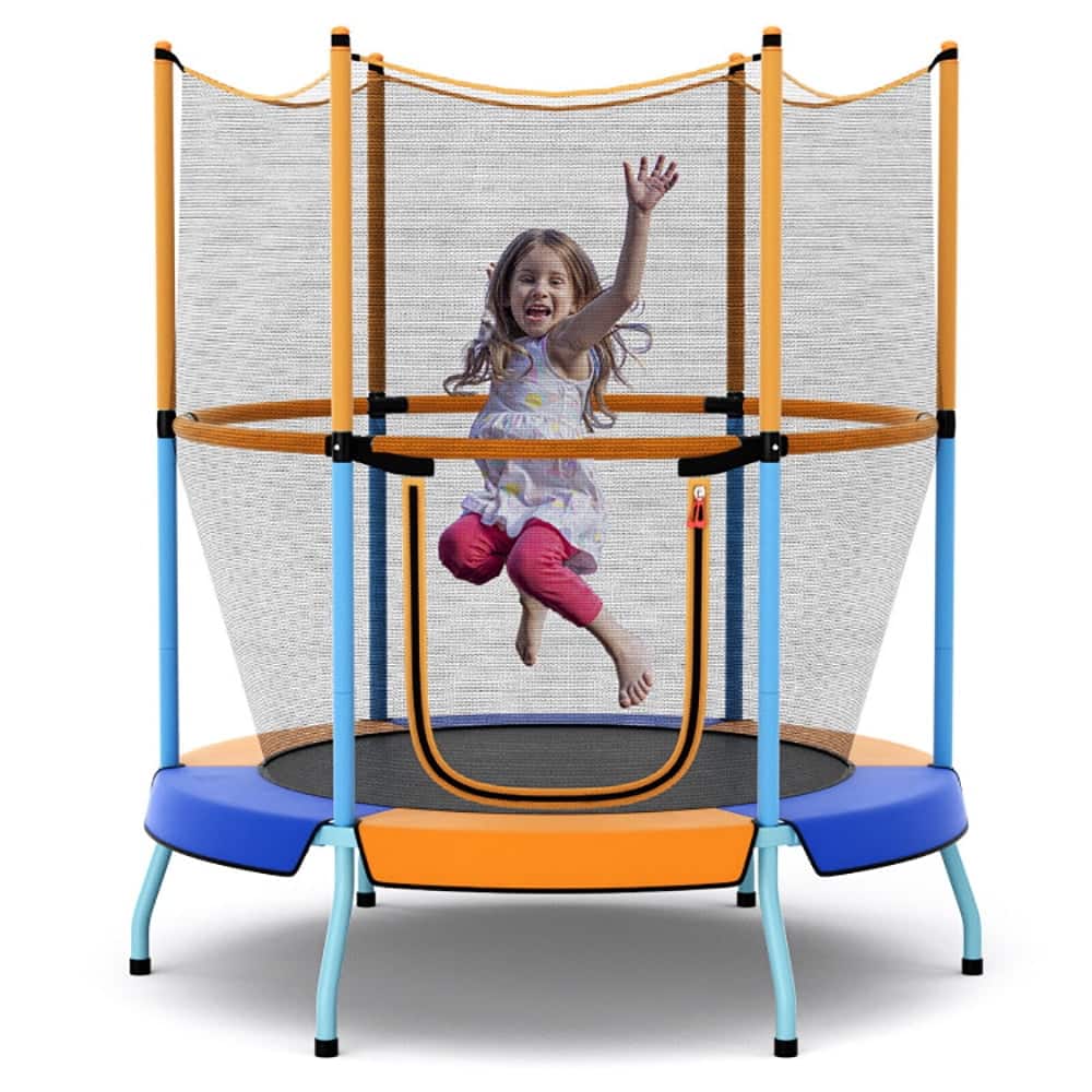 Kadyn - Kids Trampoline, Outdoor Jumper,48" Toddler Trampoline with Safety Enclosure Net-Orange