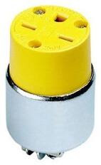 Front. Leviton - 000-615CA 15A 250V Commercial Grade Straight Blade Armored Connector - Yellow.