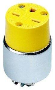 Leviton - 000-615CA 15A 250V Commercial Grade Straight Blade Armored Connector - Yellow