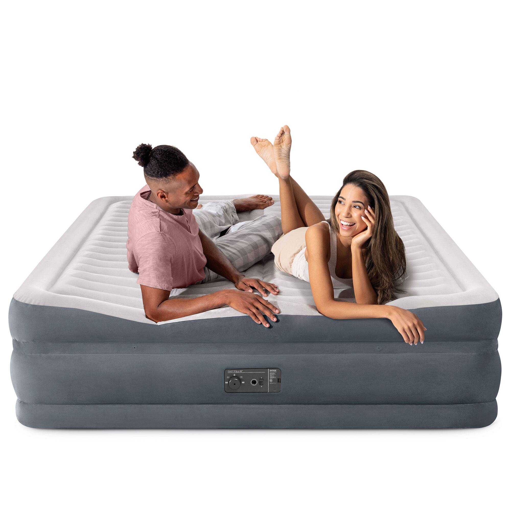 Alt View 7. Intex - Intex 64953E Deluxe Dual Zone 22" King Sized Air Mattress with Built In Air Pump - gray.