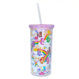 Silver Buffalo - Care Bears Rainbow Stars Carnival Cup With Lid and Straw | Holds 20 Ounces - Yellow