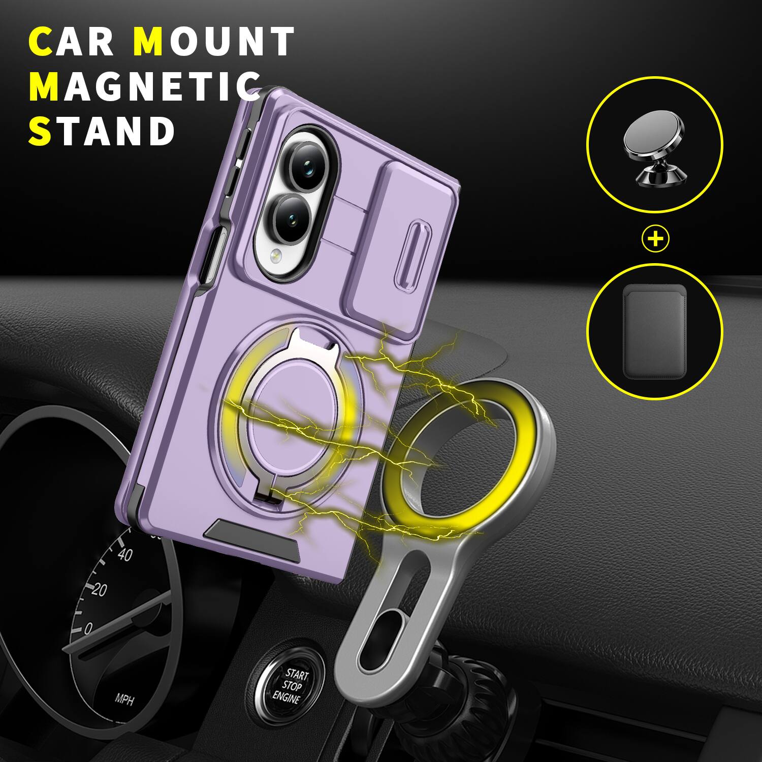CAR MOUNT MAGNETIC STAND + 40 20 0 MPH START STOP ENGINE