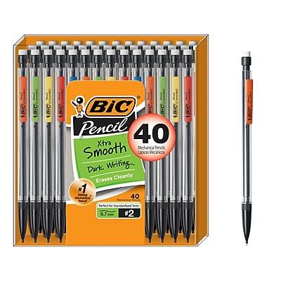 BIC Pencil  
40 Mechanical Pencils  
Extra Smooth  
Dark Writing  
Erases Cleanly  
#1  
Perfect for Standardized Tests  
0.7 mm  
#2