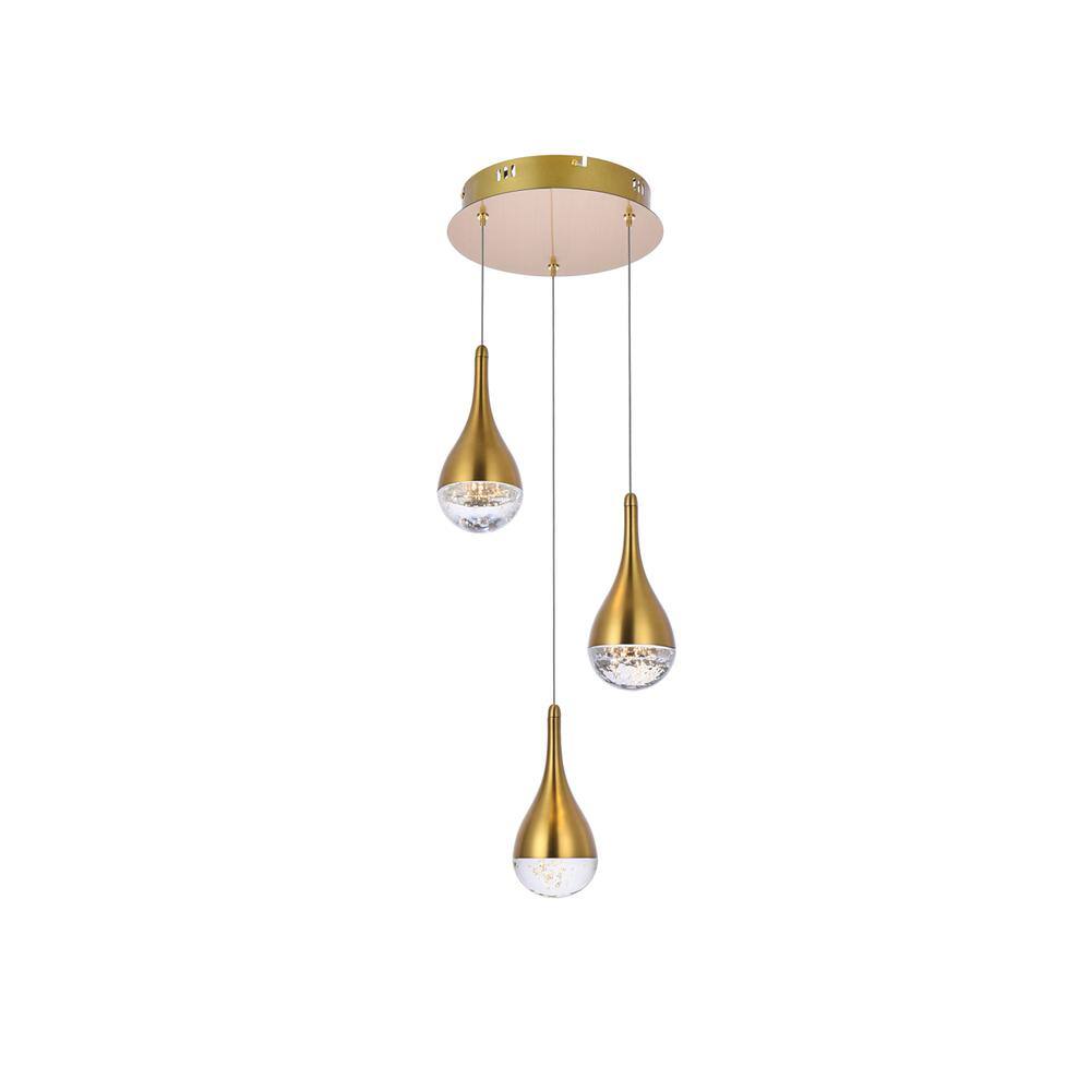 Left. Elegant Lighting - Amherst 10 inch LED pendant in satin gold - Satin Gold.