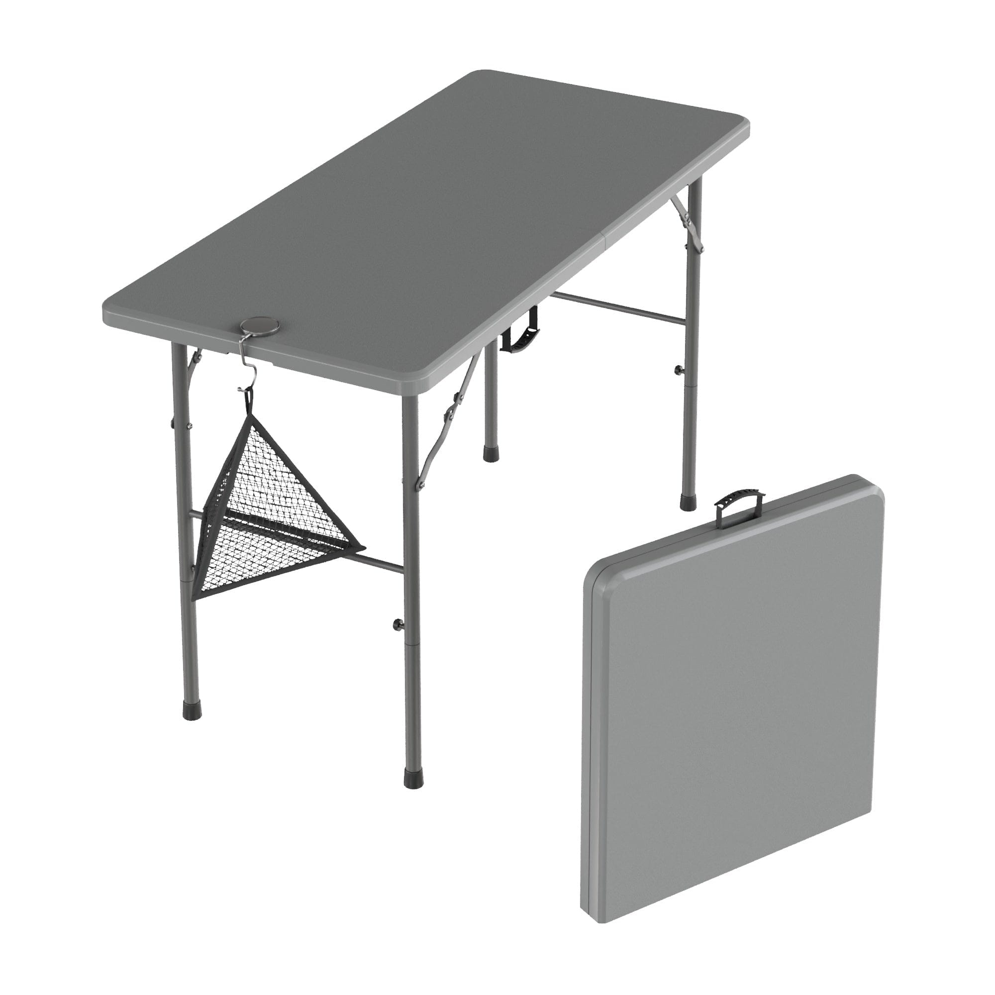 Vecelo - Portable Folding Card Table and Chairs Set for 4 – HDPE Space Saving Folding Table for Indoor Outdoor Events - Grey Table