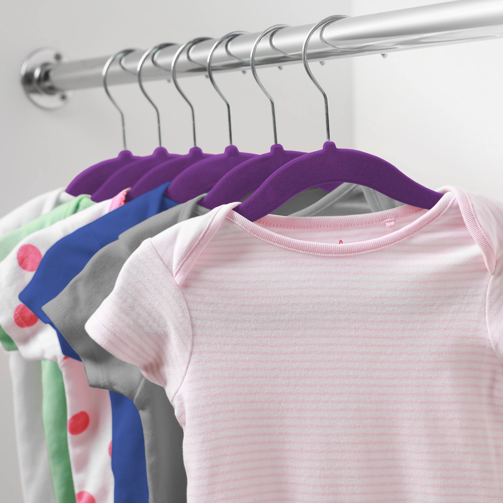 Alt View 5. Casafield - 100 Velvet 11-in Baby Hangers - Purple.