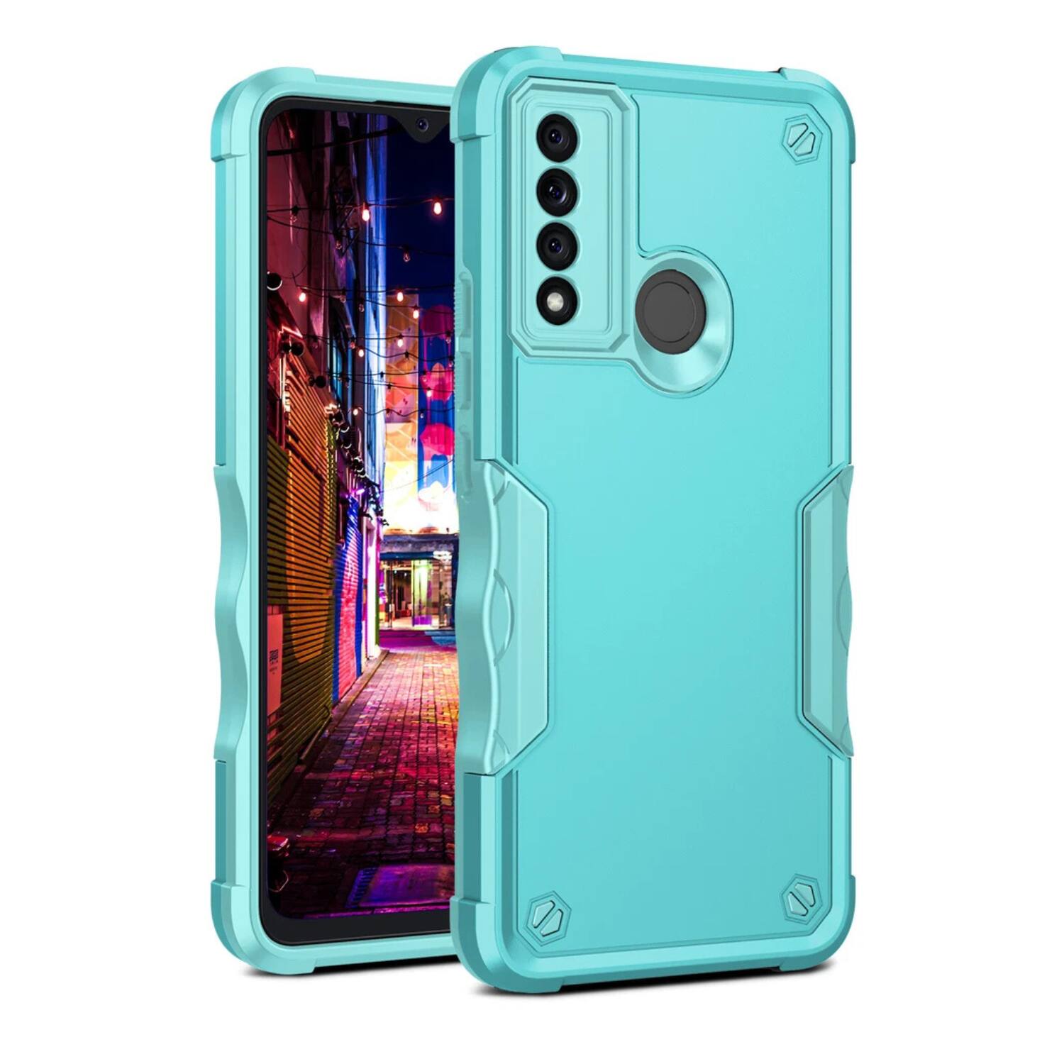 Stock Preferred - Hybrid Rugged Shockproof Protective Cover For T-Mobile REVVL V+ 5G Case - Mint