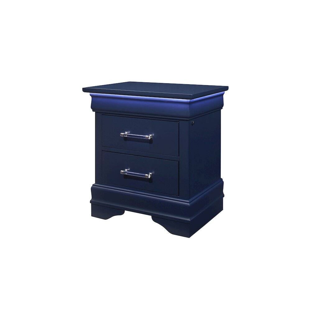 Alt View 1. Global Furniture USA - Traditional Glam Charlie Blue Nightstand With Led, Blue - Blue.