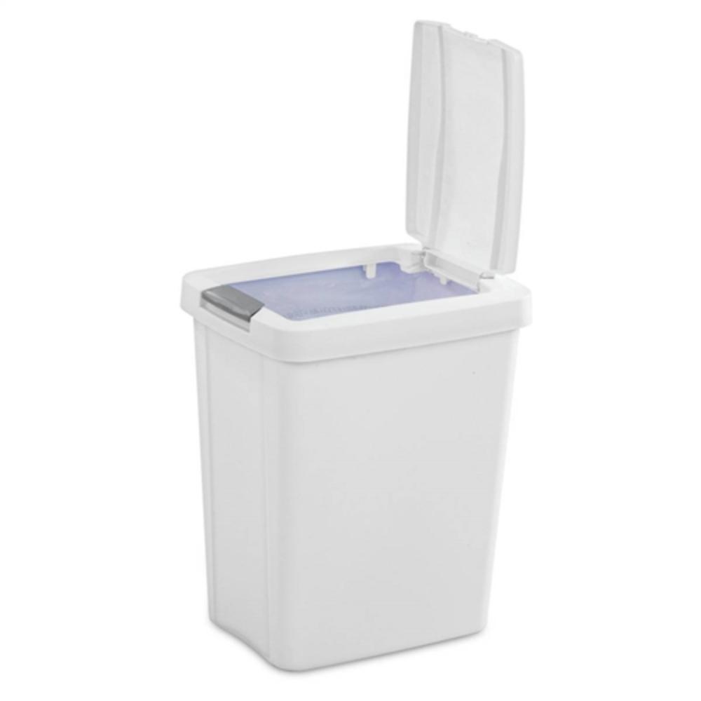 Left. Hivvago - Set of 4 - White 8 Gallon Latch Top Kitchen Wastebasket Trash Can - White.