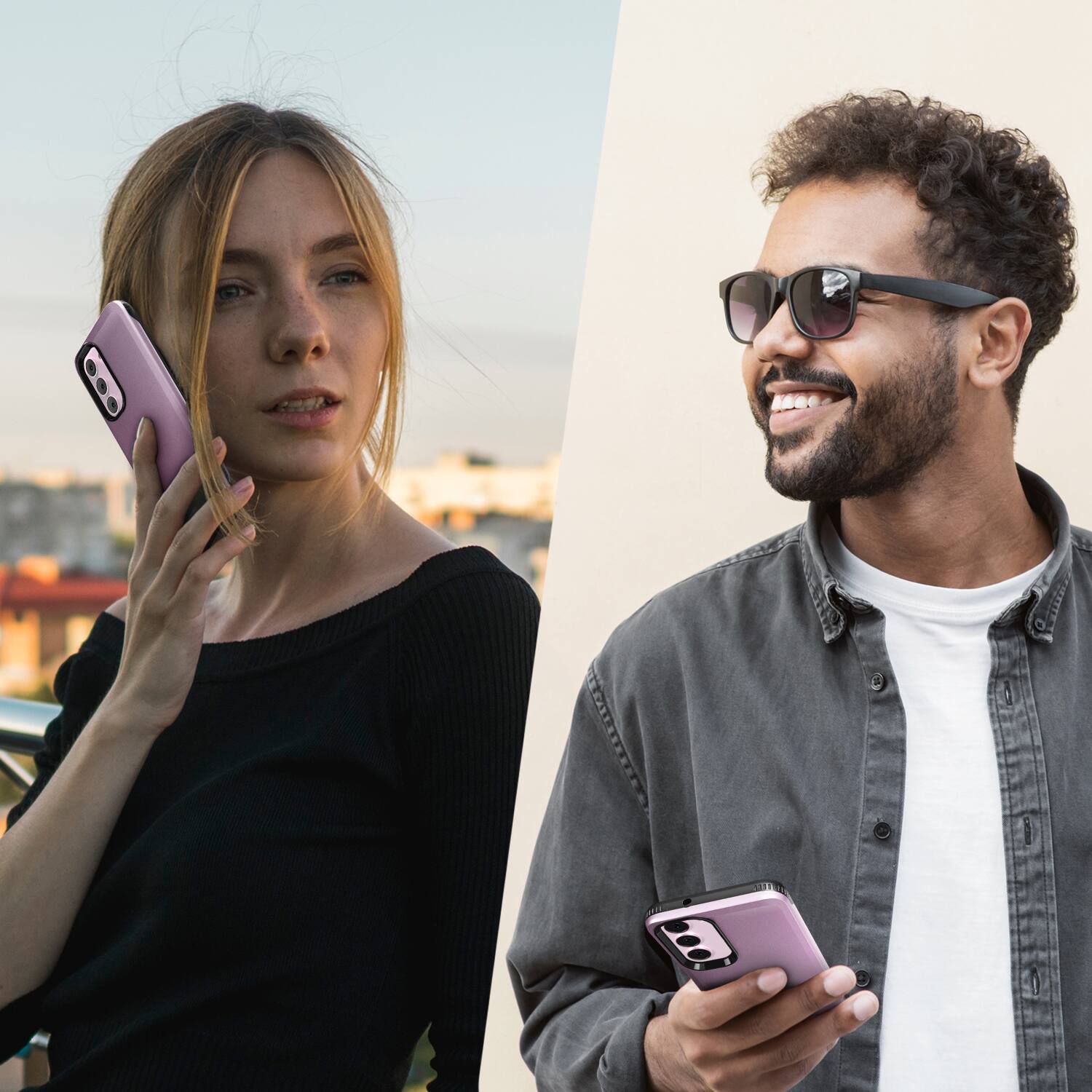 Angle. Vena - OutCross for Samsung Galaxy S23 Case with Military Grade Dual Layer Drop Protection - Lavender Purple - Multicolored.