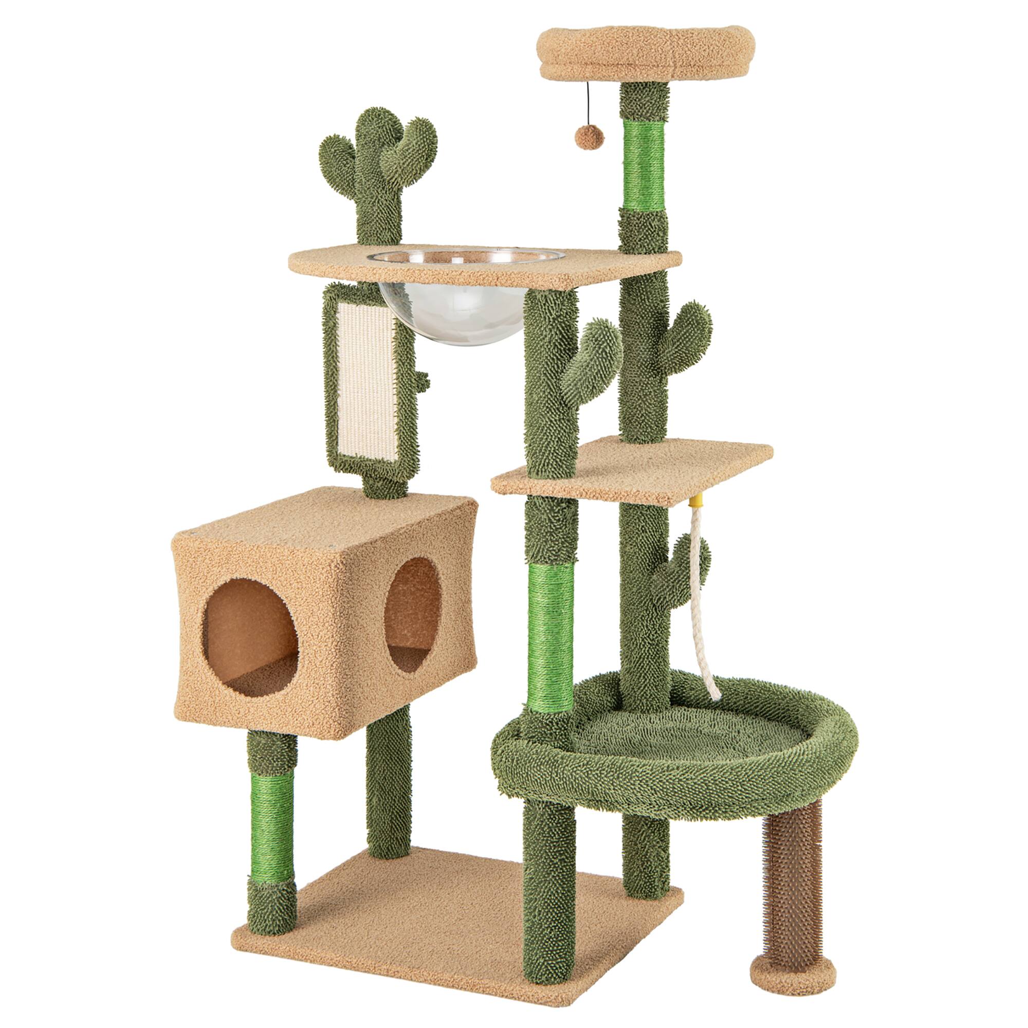 Alt View 9. Gymax - Gymax 59'' Cactus Cat Tree for Indoor Cats w/ Sisal Scratching Posts & Board Condo - GYM14852.