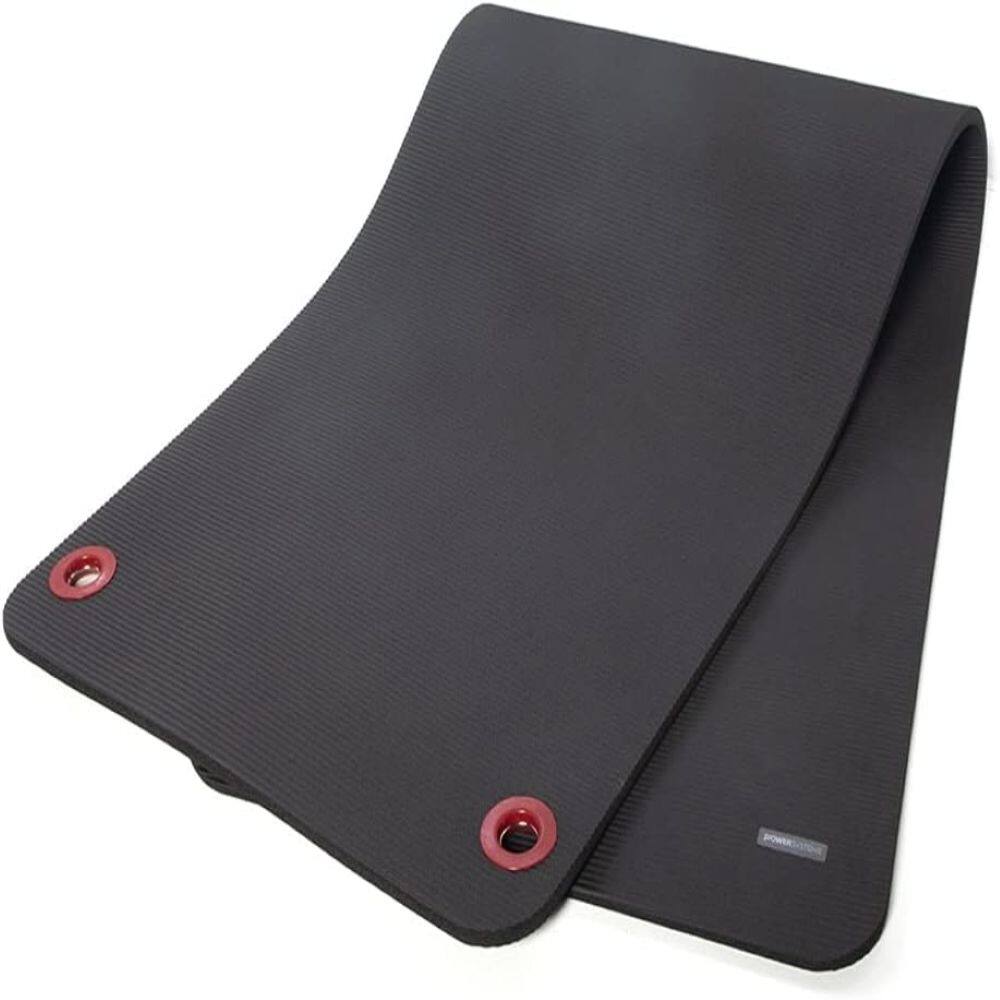 Front. Power Systems - Premium Hanging Exercise Mat, 56" x 23" x 0.38" Thick Foam Yoga Mat - Jet Black.