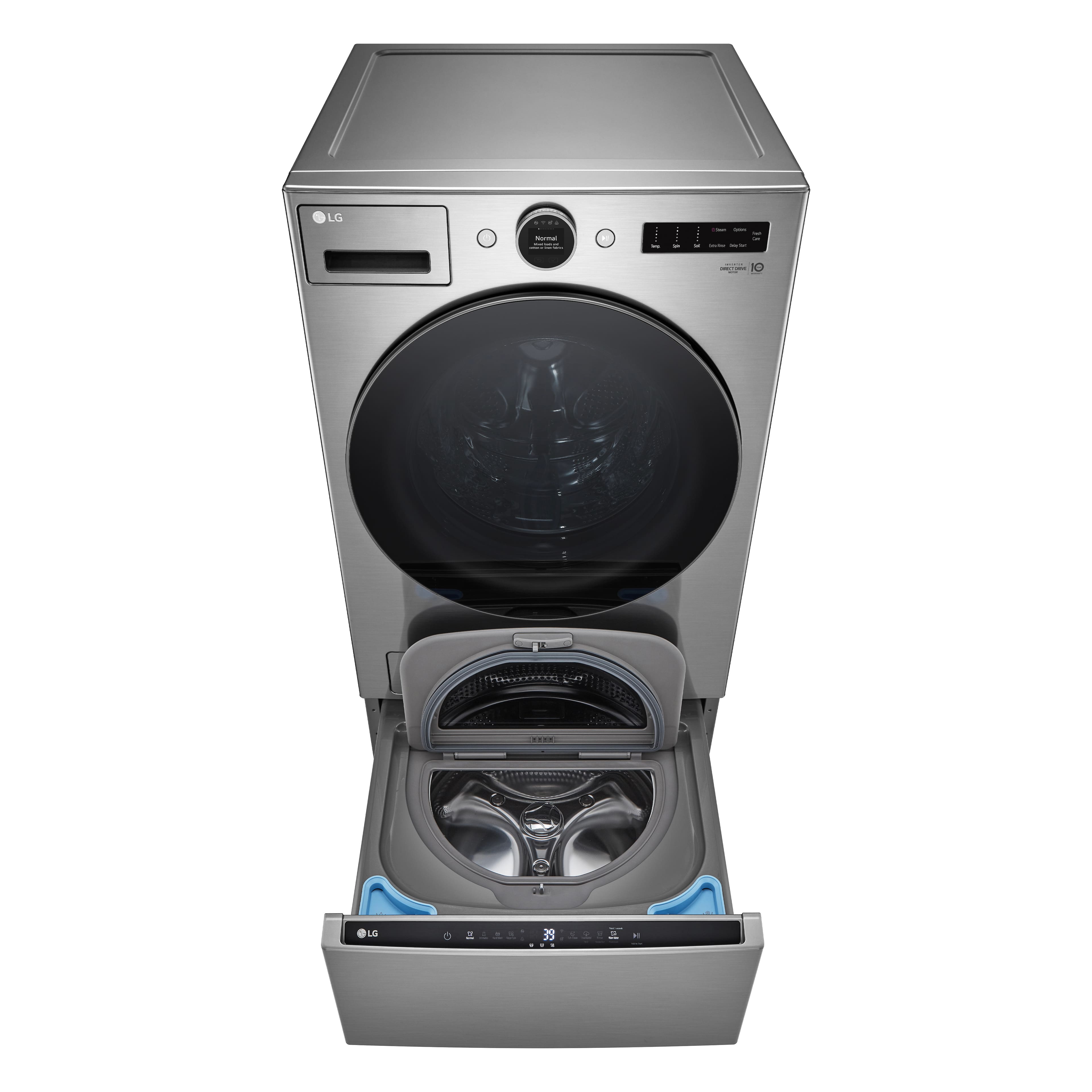 Alt View 15. LG - 4.5 Cu. Ft. High-Efficiency Stackable Smart Front Load Washer with Steam and and ezDispense - Graphite Steel.