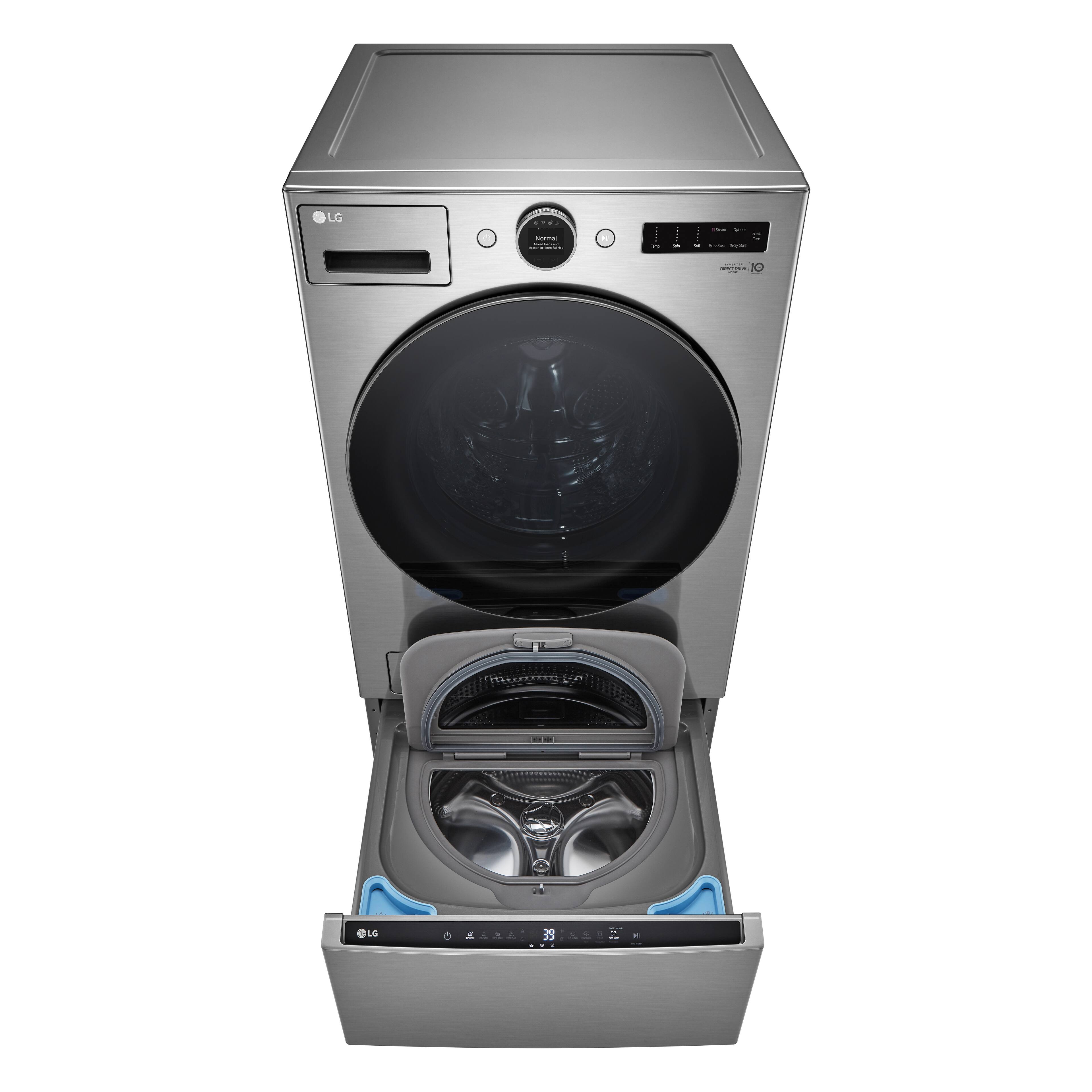 Alt View 15. LG - 4.5 Cu. Ft. High-Efficiency Stackable Smart Front Load Washer with Steam and and ezDispense - Graphite Steel.