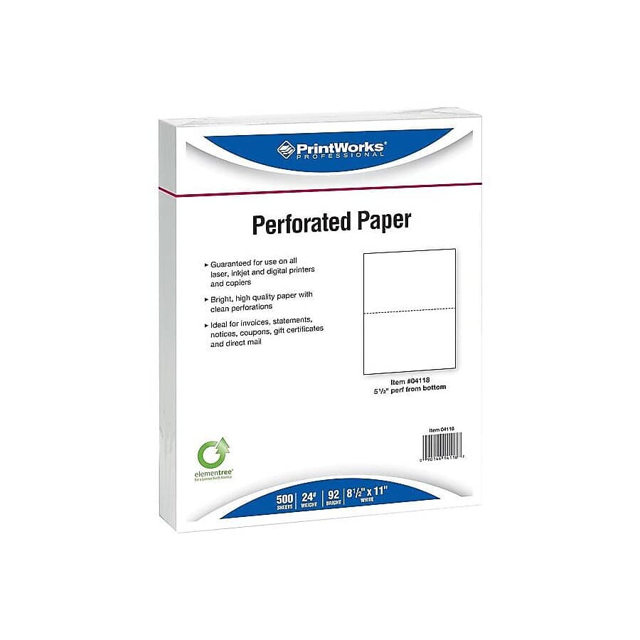 PrintWorks Professional - 8.5" x 11" Multipurpose Paper, 24 lbs., 92 Brightness, 500/Ream, 5 Reams/Carton (04118P)