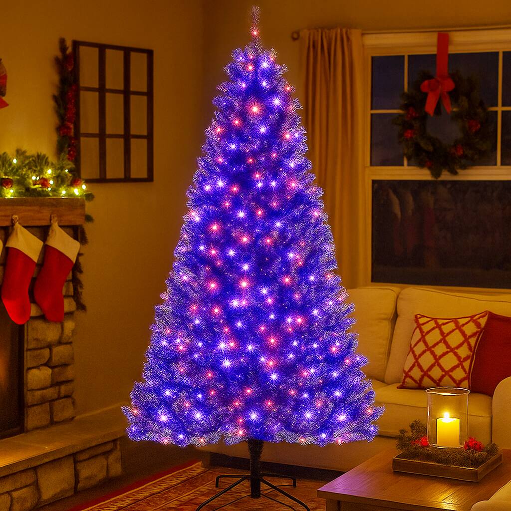 Angle. BreeBe - Spooky Artificial Christmas Tree – 6/7/8ft with Light Effects and Sounds - Black.