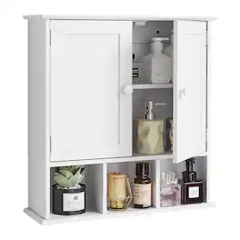 VEVOR - Bathroom Wall Cabinet,2 Doors & Adjustable Shelf,Over the Toilet Storage Medicine Cabinet Wall Mounted,Hanging Organizer - White