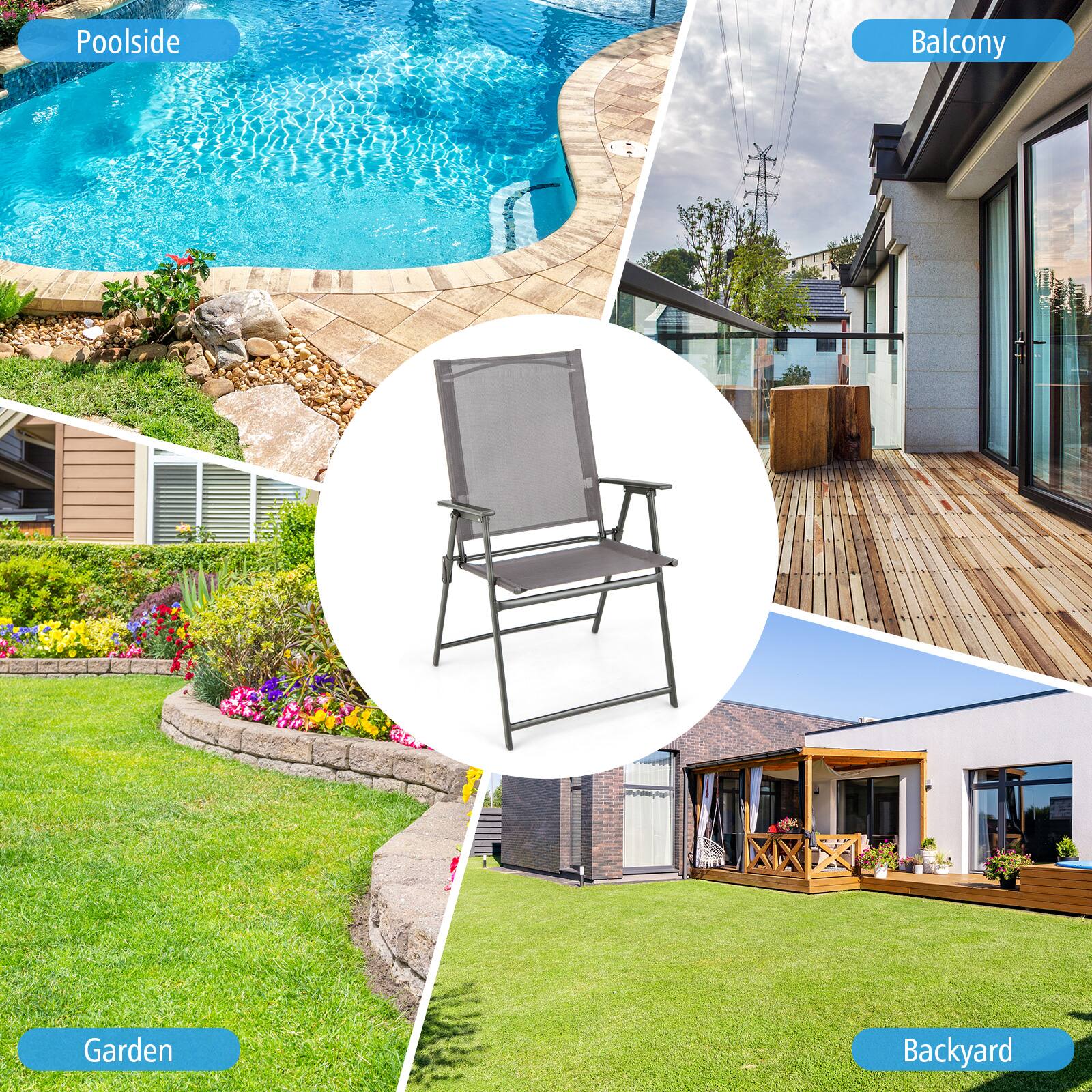 - Poolsides
- Balcony
- Garden
- Backyard