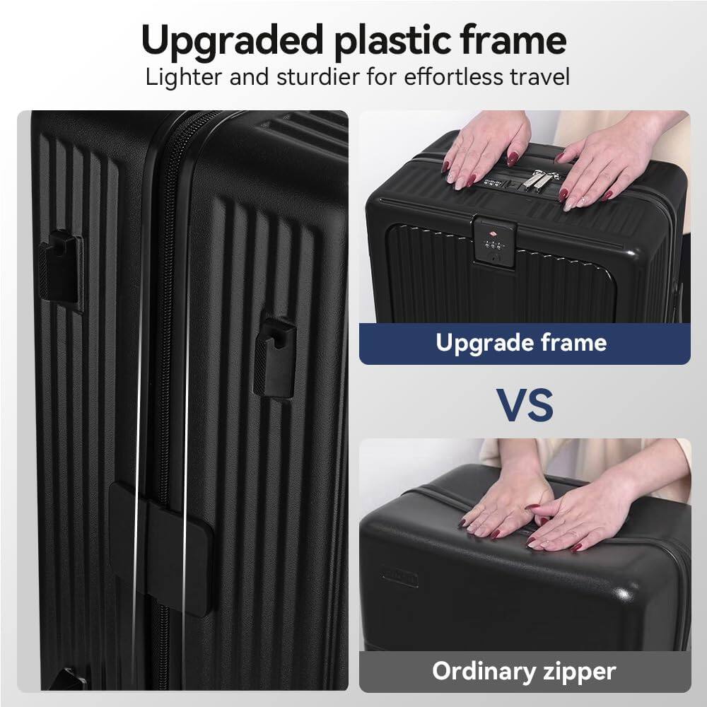 Upgraded plastic frame  
Lighter and sturdier for effortless travel  

Upgrade frame VS Ordinary zipper