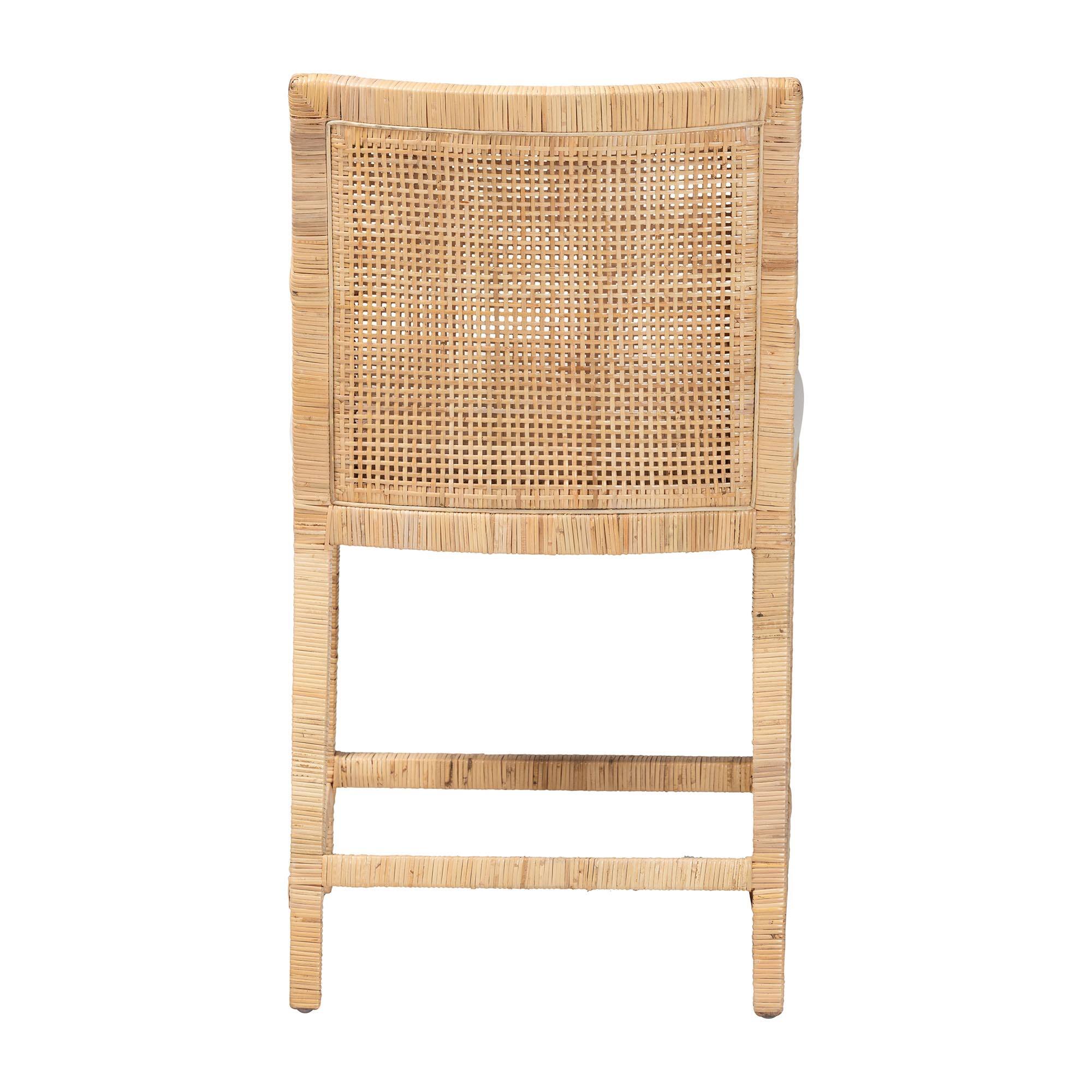 Back. bali & pari - Alexis Natural Rattan Counter Stool - Handcrafted Wingback Counter Chair with Woven Back and Removable Seat Cushion - Light Honey.