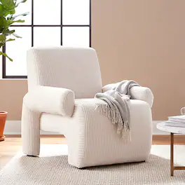 Bestier - Oversized Accent Armchair with Premium Chenille Fabric, Wide Armrests, Ergonomic Comfort & Solid Wood Frame - White