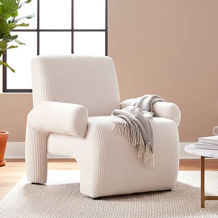 Front. Bestier - Oversized Accent Armchair with Premium Chenille Fabric, Wide Armrests, Ergonomic Comfort & Solid Wood Frame - white.