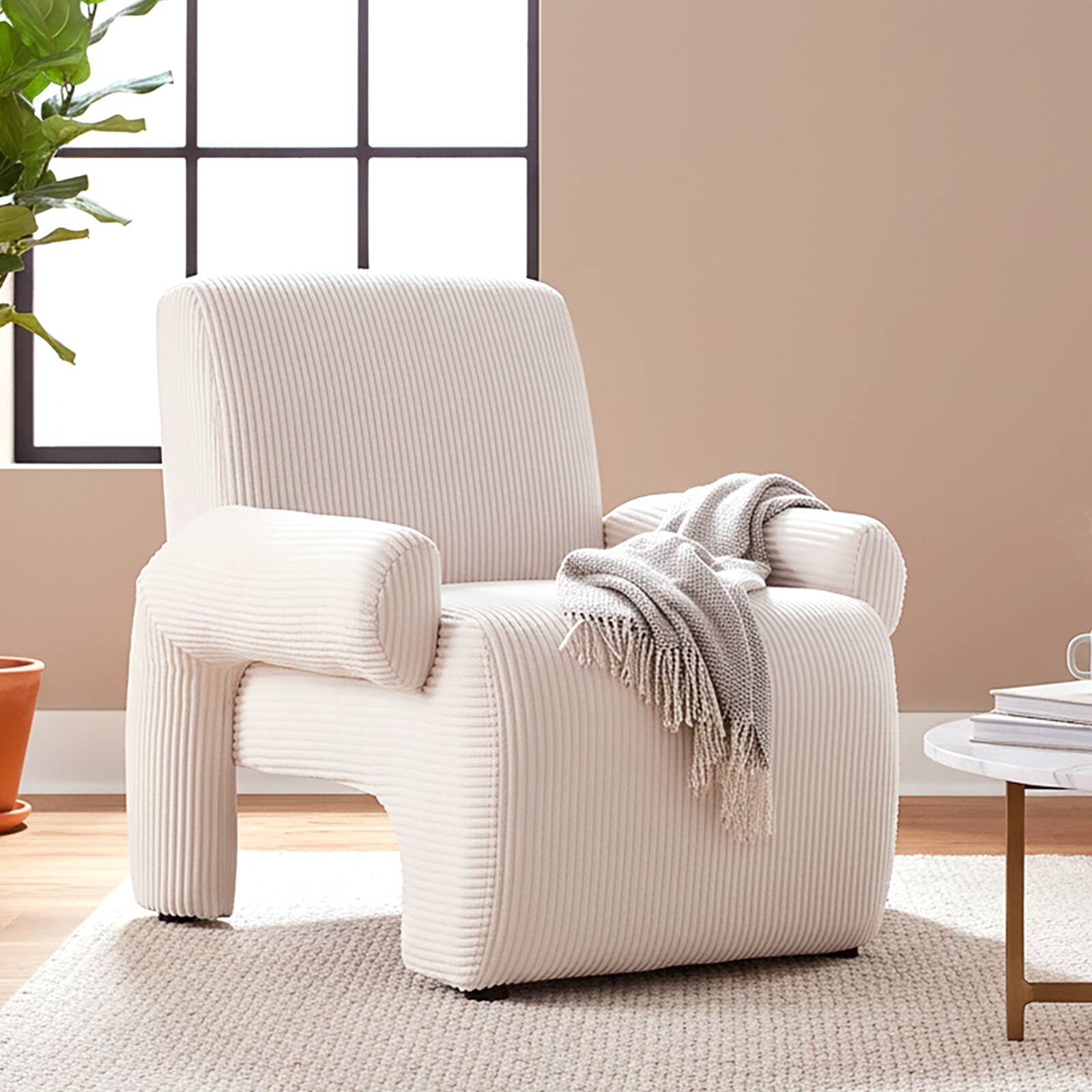 Front. Bestier - Oversized Accent Armchair with Premium Chenille Fabric, Wide Armrests, Ergonomic Comfort & Solid Wood Frame - white.