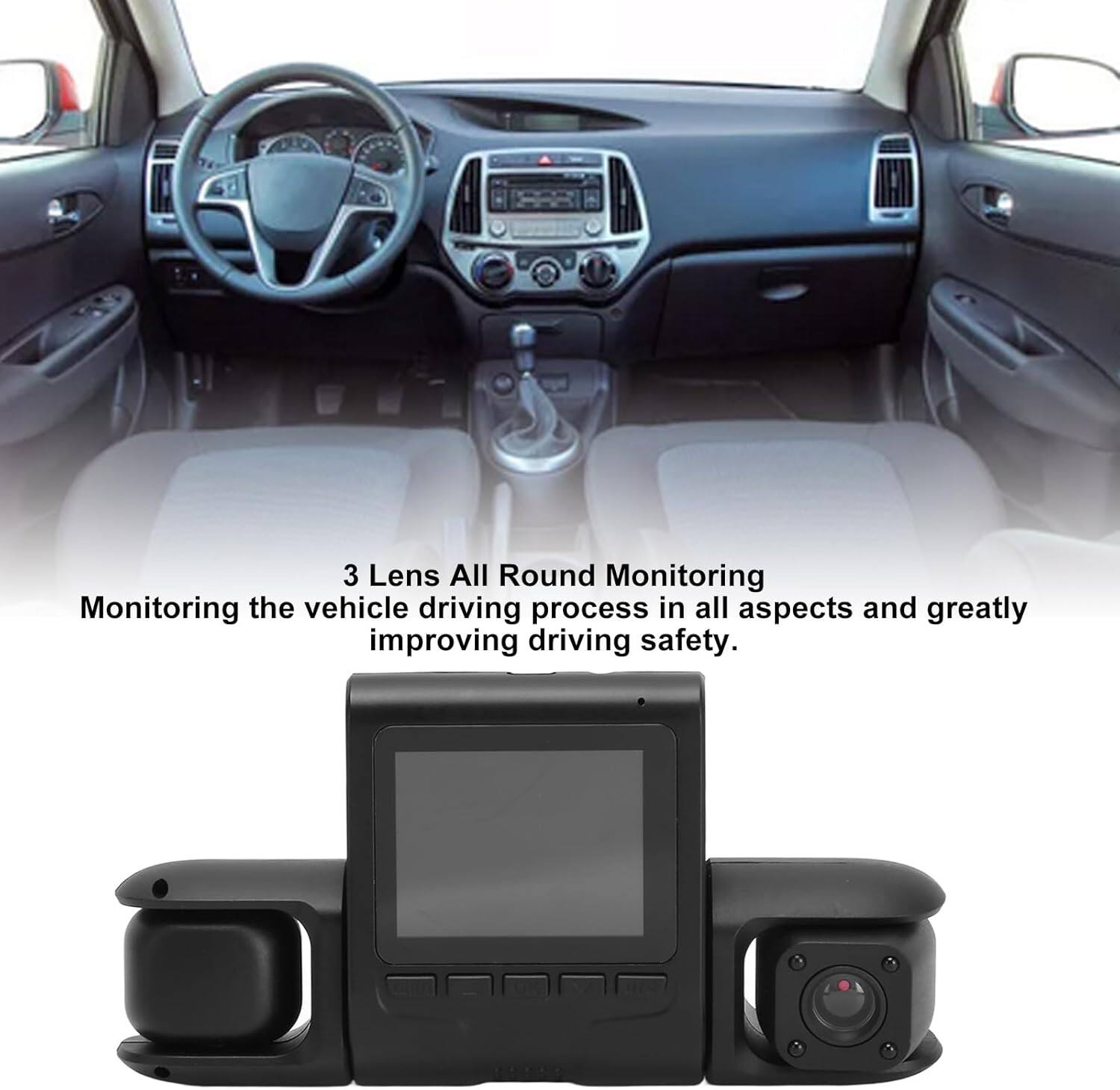 3 Lens All Round Monitoring  
Monitoring the vehicle driving process in all aspects and greatly improving driving safety.