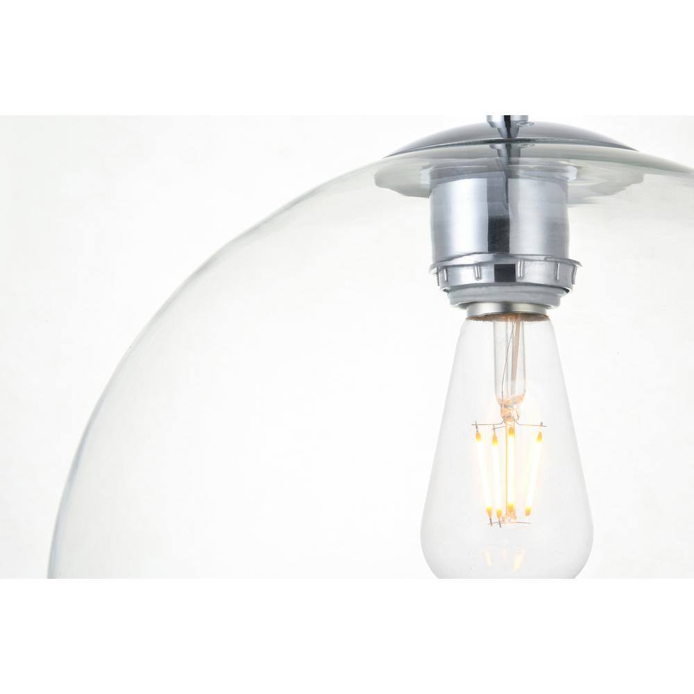 Back. Living District - Baxter 1 Light Chrome Pendant With Clear Glass - Chrome And Clear.