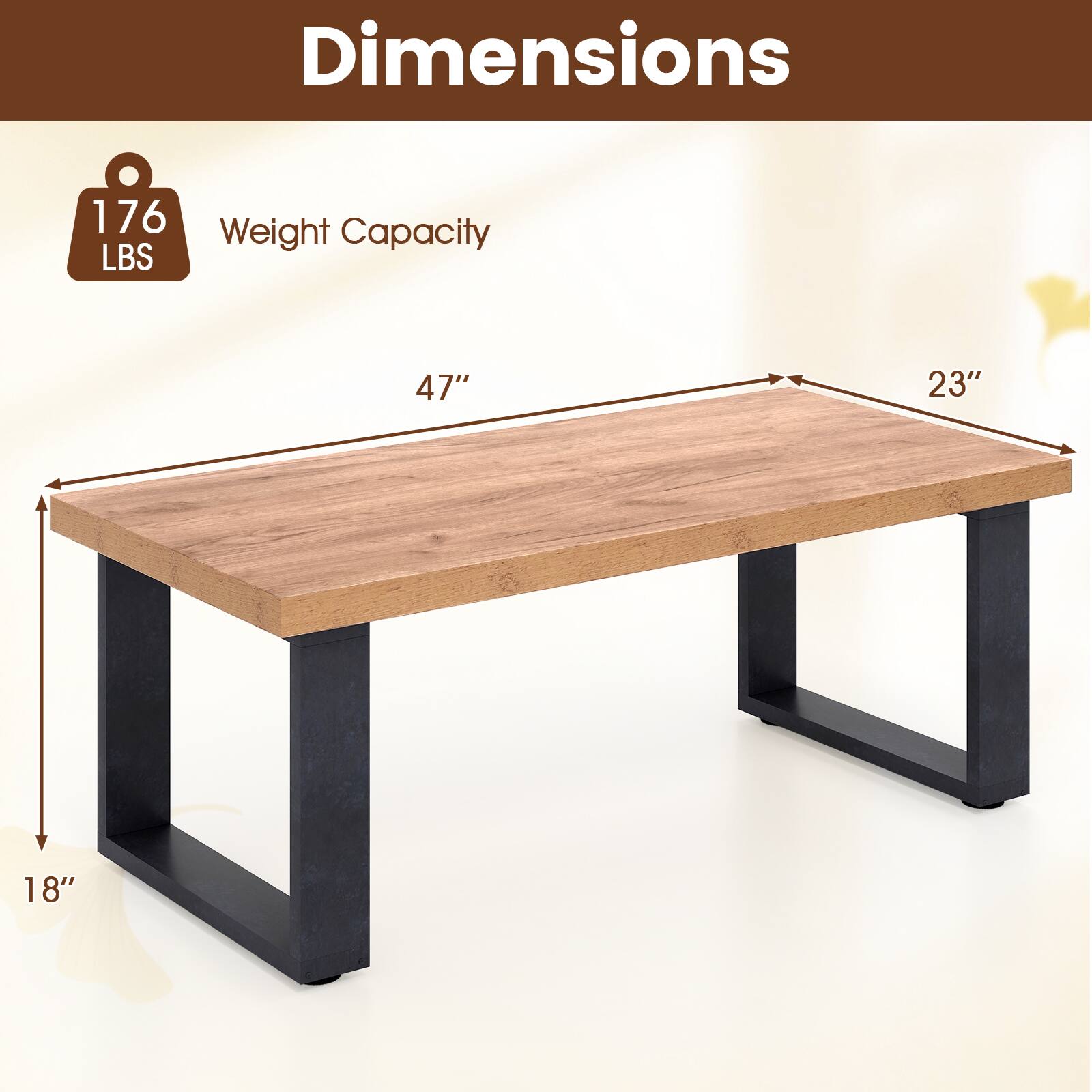 Dimensions  
Weight Capacity: 176 LBS  
47" x 23" x 18"
