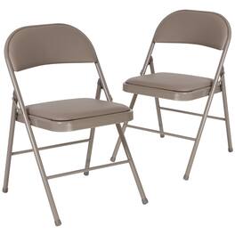 Emma + Oliver - 2 Pack Home & Office Portable Vinyl Folding Metal Event Chair - Gray