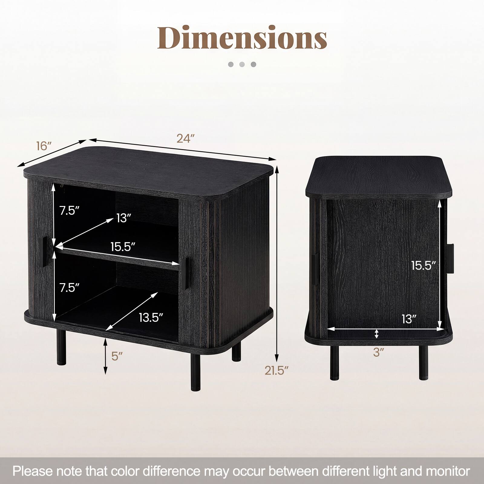 Dimensions: 16" x 24" x 7.5" x 13" x 15.5" x 7.5" x 5" x 13.5" x 21.5" : 3" x 13"

Please note that color difference may occur between different light and monitor.