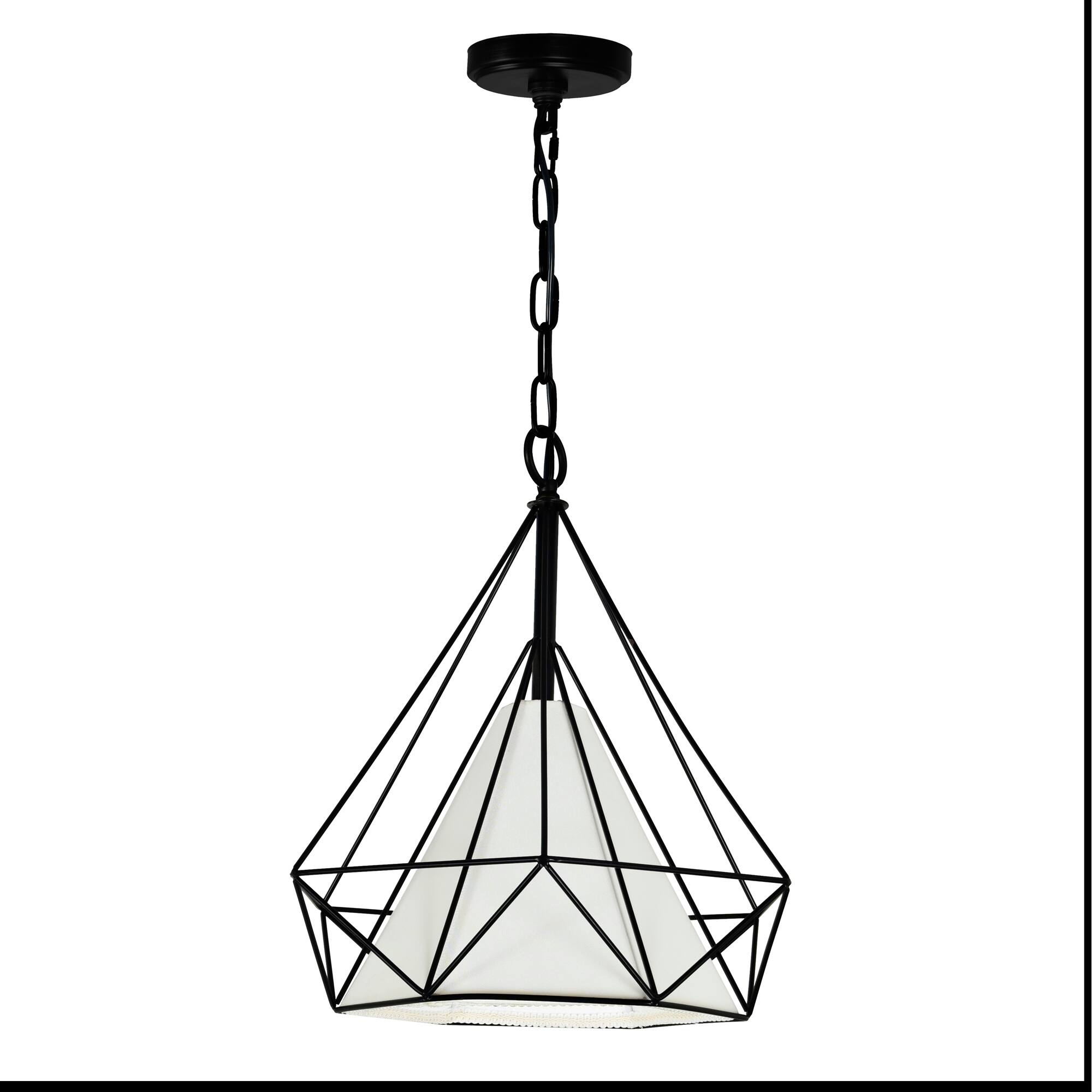 Alt View 2. CWI Lighting - Diamond 1 Light Down Pendant With Black Finish - Black.