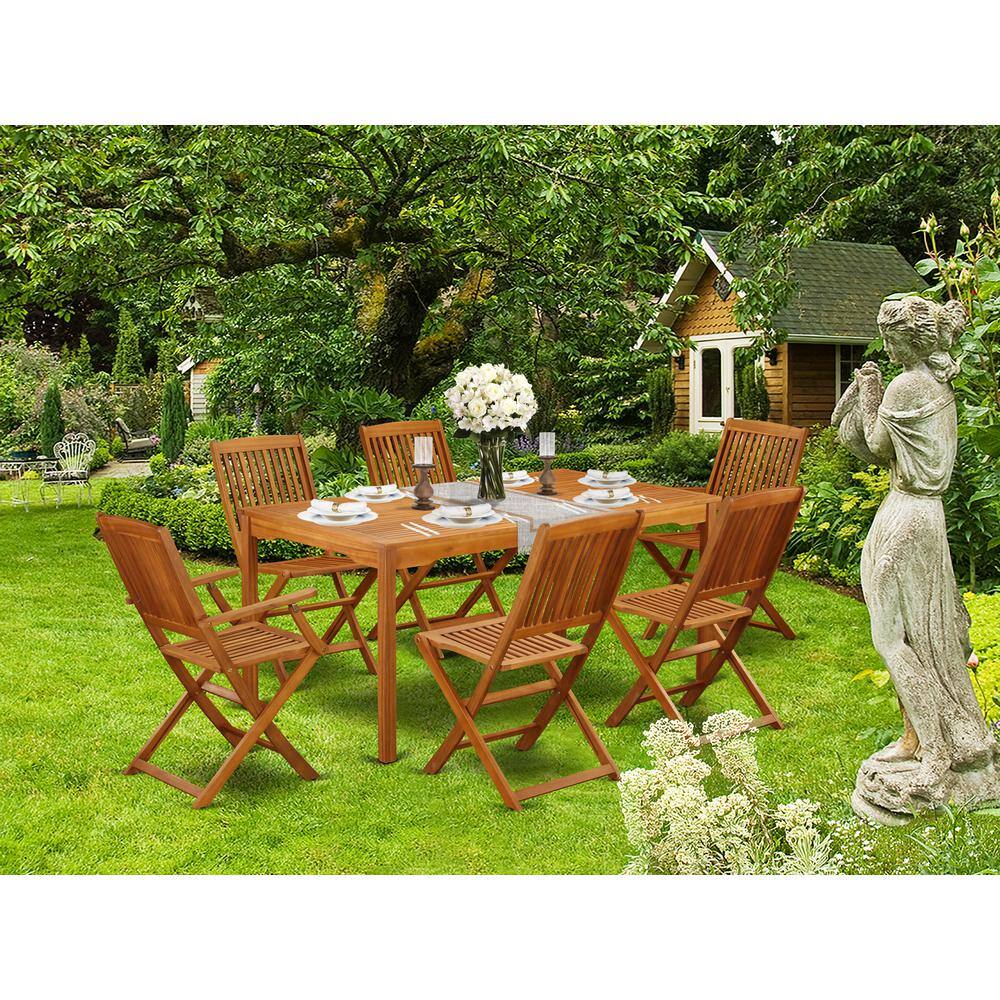 Alt View 1. East West Furniture - Wooden Patio Set Natural Oil - Brown.