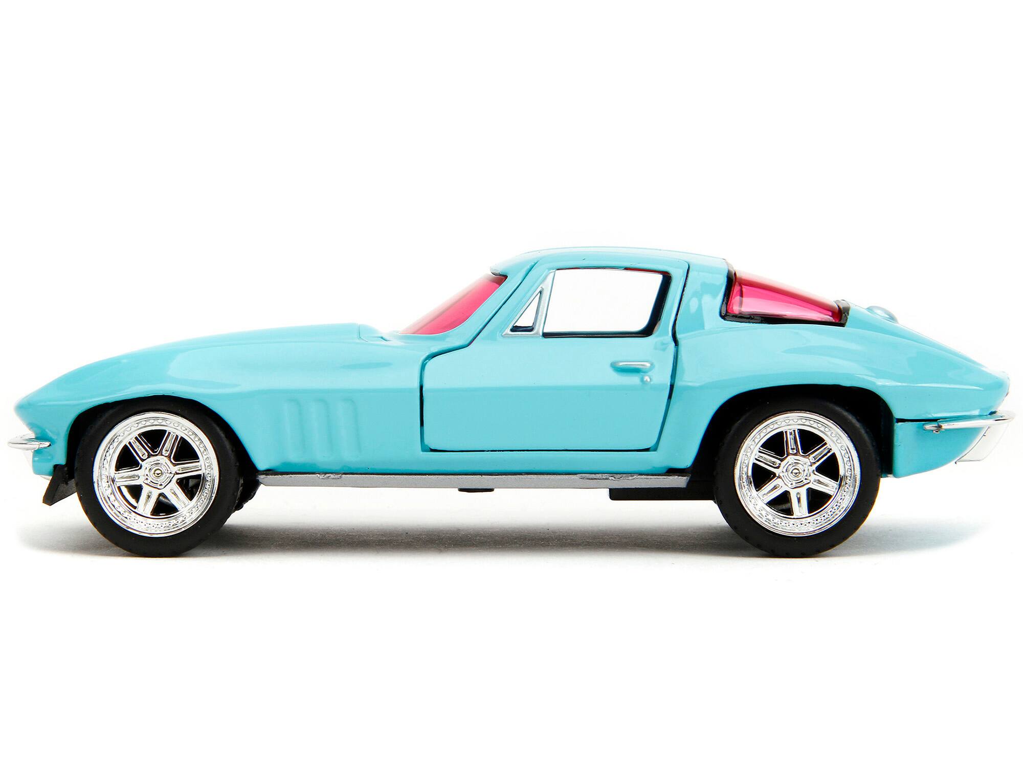 Alt View 3. Jada - 1966 Chevrolet Corvette Light Blue with Pink Tinted Windows "Pink Slips" Series 1/32 Diecast Model Car by Jada - Multicolor.