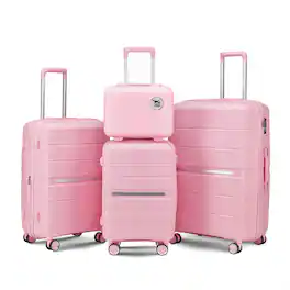 HTUTWOO - Luggage Sets 4 Piece (14/20/24/28) - PP Lightweight and Expandable Suitcase with TSA Lock, Spinner Wheels - Pink