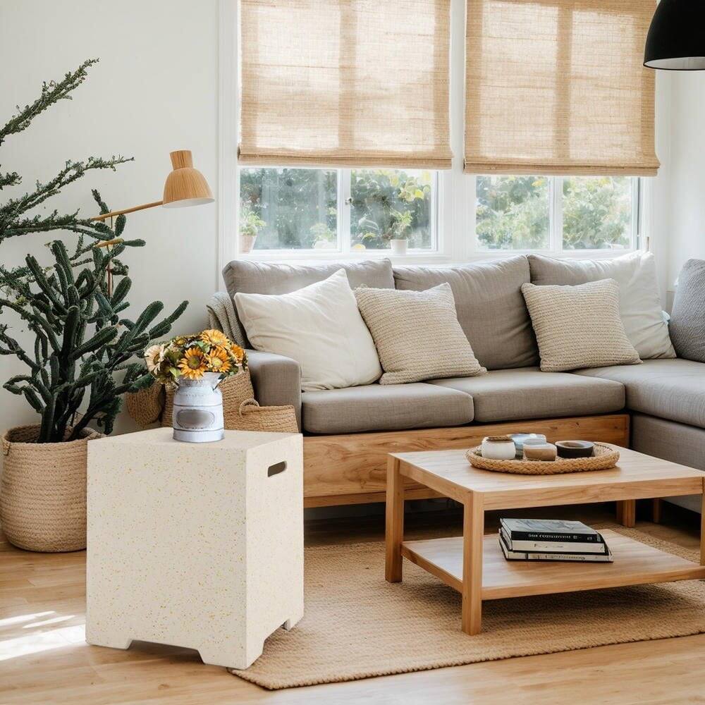 Front. Kadyn - Fire Pit Table Fire Bowl TableOutdoor Firepit Table2in1 Gas Tank Holder Side Table with Protective Cover - White.