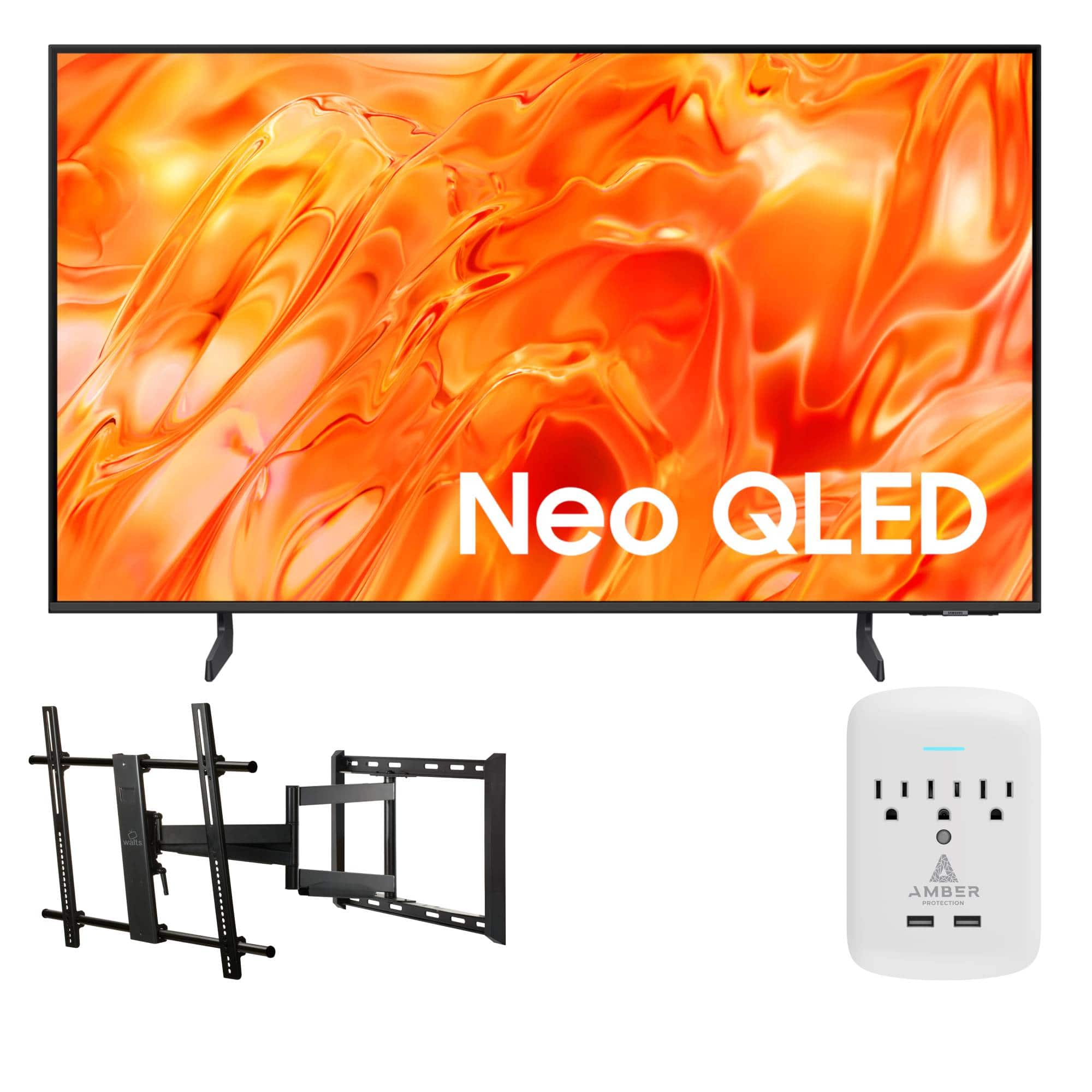 Samsung - QN50QN70HAFXZA 50" Smart TV with a Walts FULL-MOTION-43-90 Mount and Amber 3-OUTLET-SURGE Surge Protector (2026)