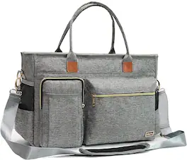 Vulpecula Spade - Nurse Tote Bag for Work with Padded 15.6” Laptop Sleeve, Medical Supplies Shoulder Bag for Home Health Care - Gray