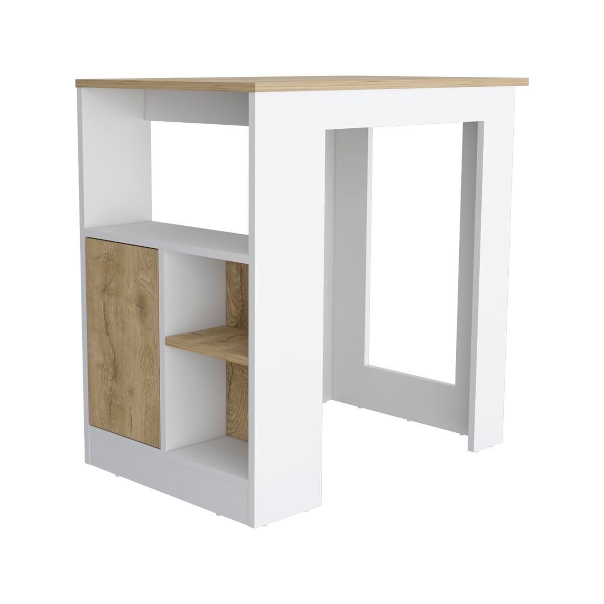 Angle. Loheer - Loheer Modern Stationary Kitchen Island with Side Shelves and Push to Open Cabinet - Multicolor.