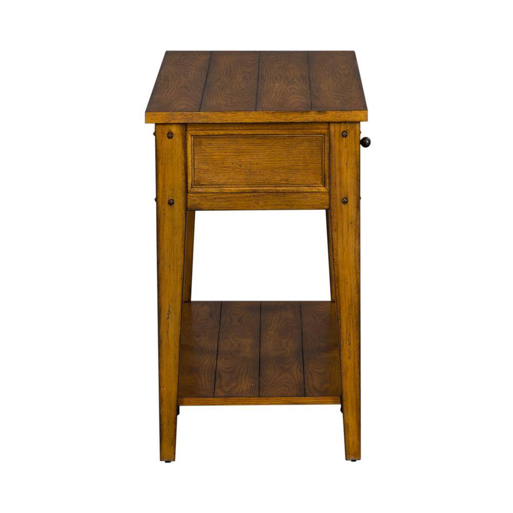 Left. Liberty Furniture Industries - Lake House Sofa Table in Oak - Brown.