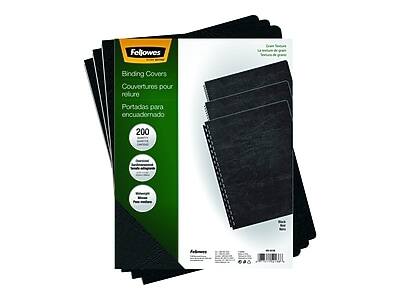 Fellowes  
Binding Covers  
Couvertures pour reluire  
Portadas para encuadernado  

200  

Grass linen finish  
Couverture en lin  
Couverture en lin  

Premium quality  
Qualité supérieure  
Calidad superior  

Adhesive  
Adhérence  
Adhesivo