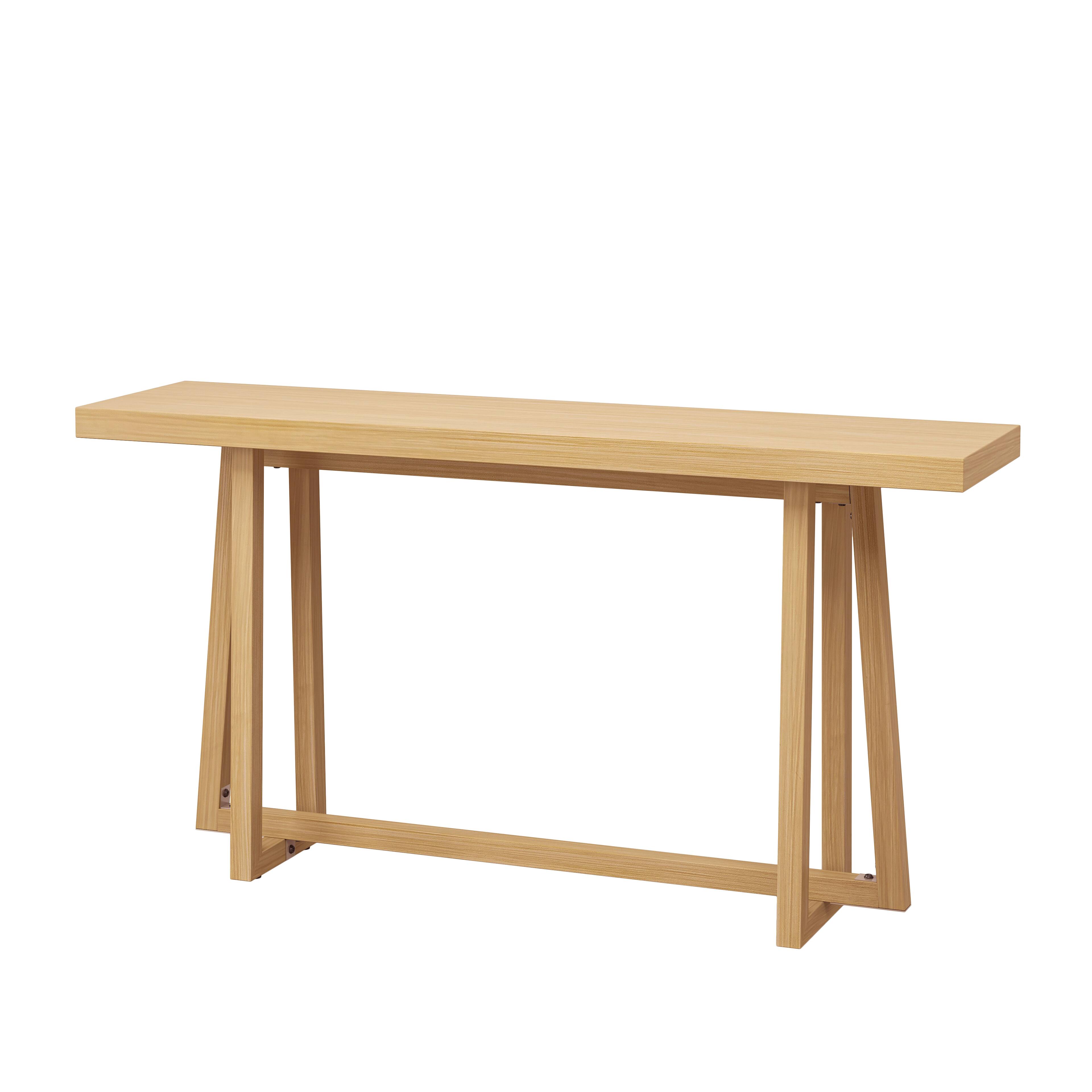 Front. Spaco - Spaco Indoor Outdoor Console Table, 60 Inch Rectangular Patio Table with Sturdy Construction for Living Room and Patio - Natural.