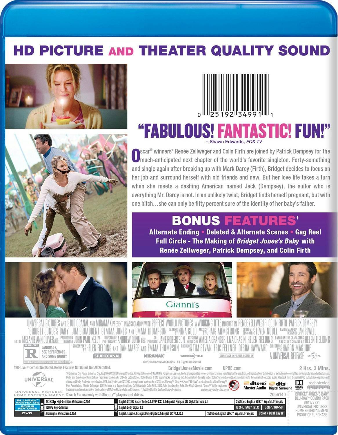 Back. Bridget Jones's Baby (with DVD) [Blu-ray].