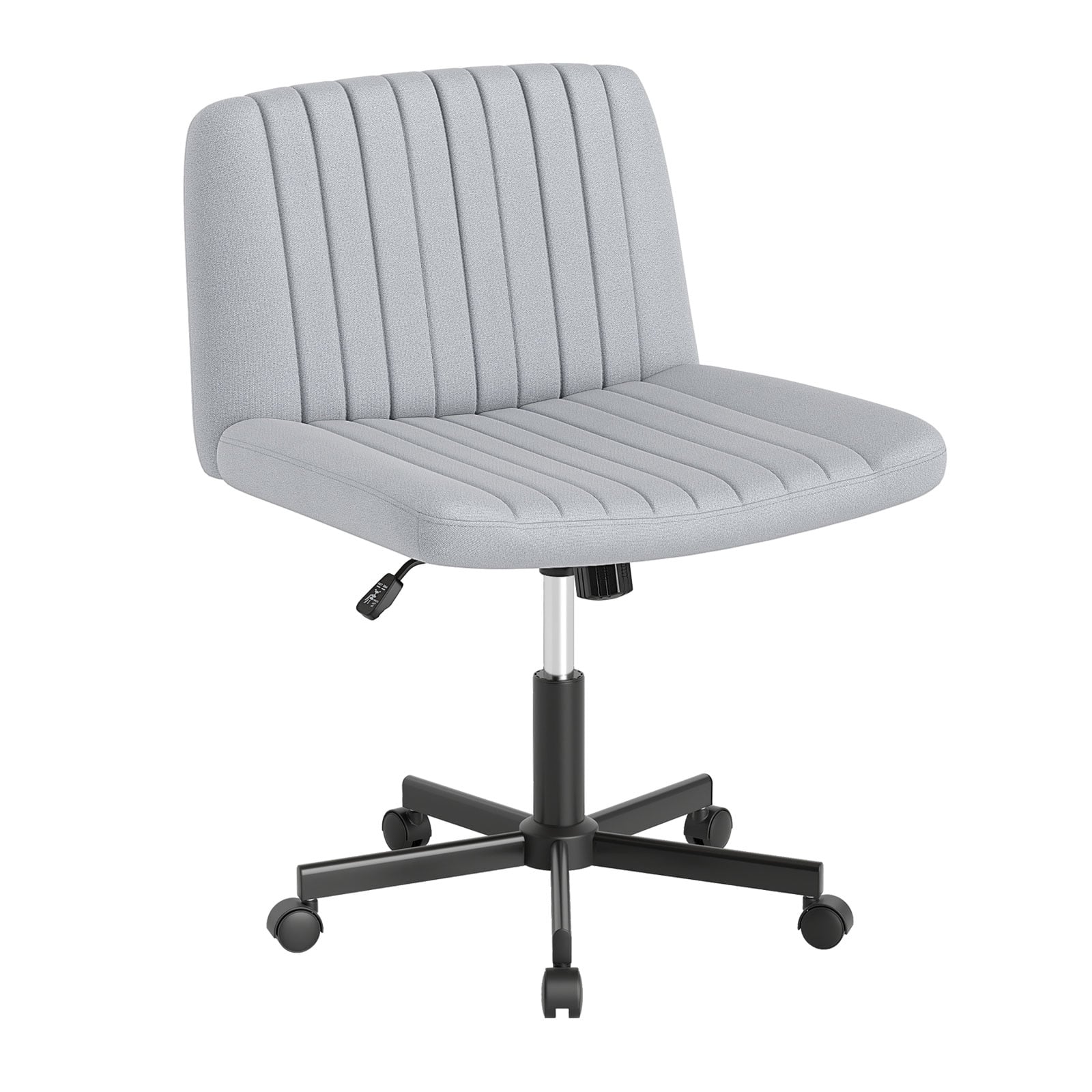 WELLFOR - Criss Cross Chair with Wheels Cross-Legged Swivel Desk Chair with Soft-Padded Wide Seat - Gray