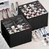 Front. Tooloton - Foldable Shoe Organizer Storage Box, 2-Pack with Adjustable Dividers, Holds 16-32 Pairs, for Closet (Black) - Black.