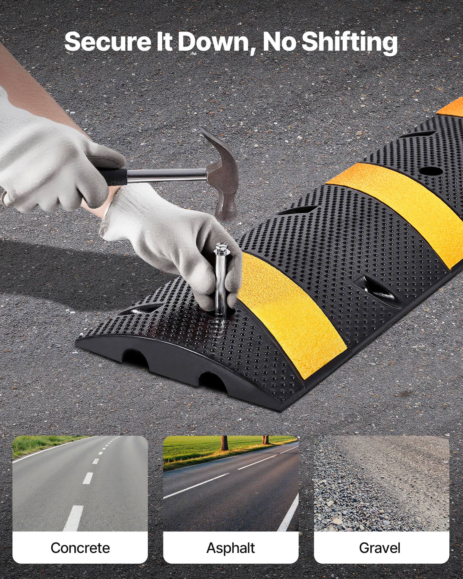 Secure It Down, No Shifting

Concrete  
Asphalt  
Gravel