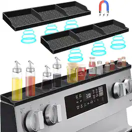 RTMB - Silicone Shelf for Stove Top, 30-inch Magnetic Shelf Over Stove Spice Rack - Black
