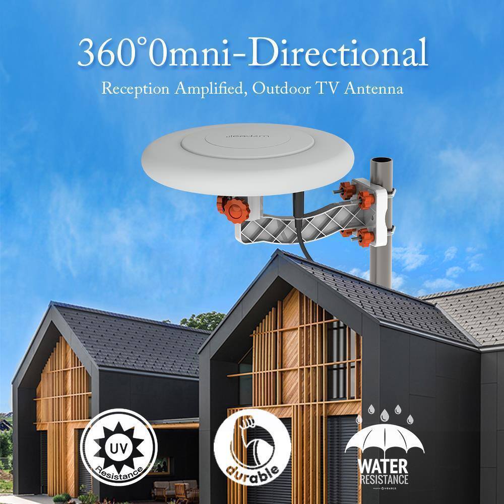 Alt View 7. Winado - 360° Home Video Omni-Directional Outdoor Amplified TV Antenna HDTV 1080P 4K - White.