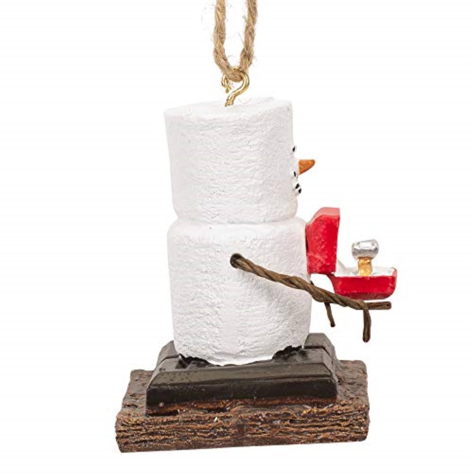 Back. Ganz - Smores Marshmallow Snowman Man Presenting an Engagement Ring Christmas Ornament 2.4 inch - White.